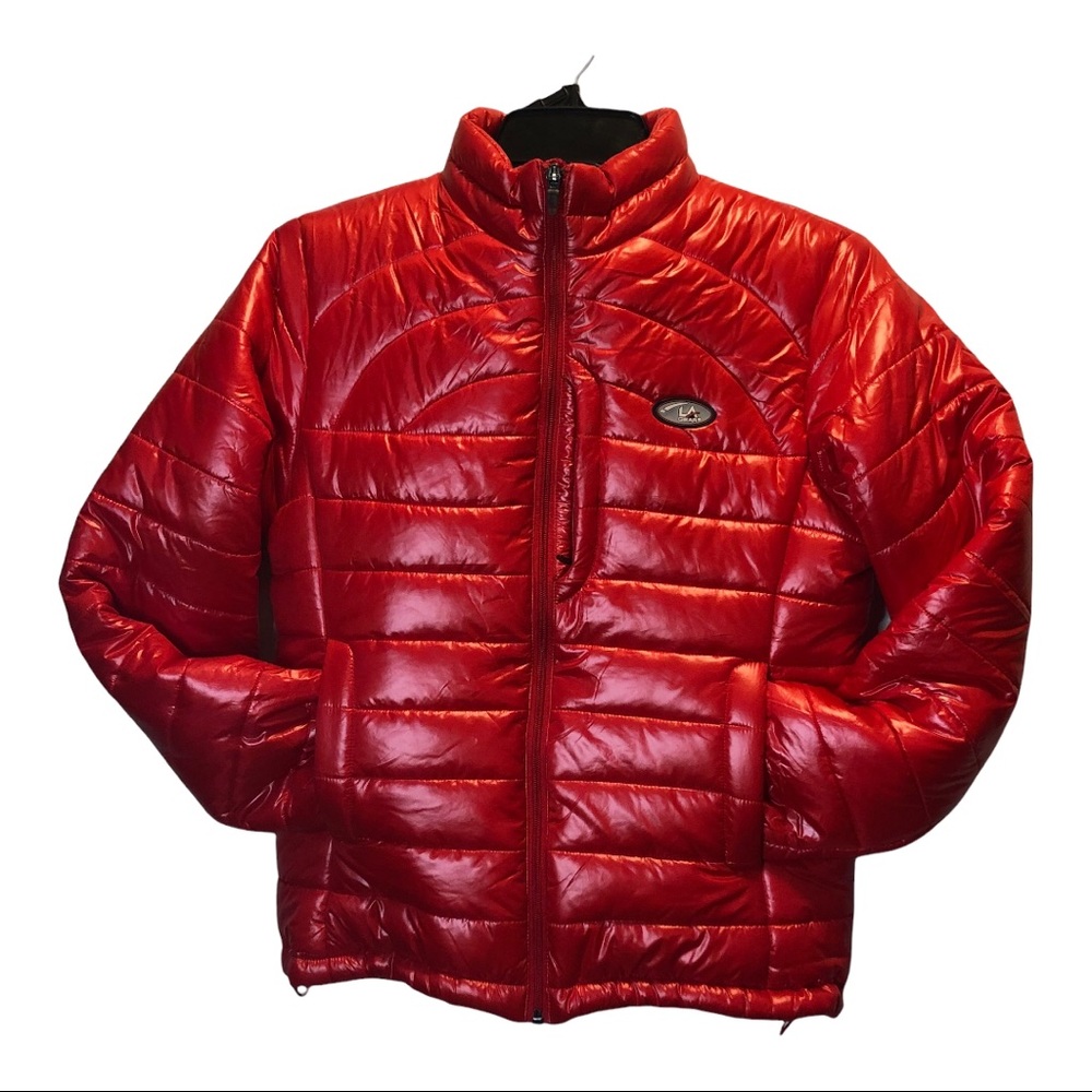 Rare Vintage 80s LA Gear Shiny Red Puffer Jacket –Korean Market, Retro Ski Style